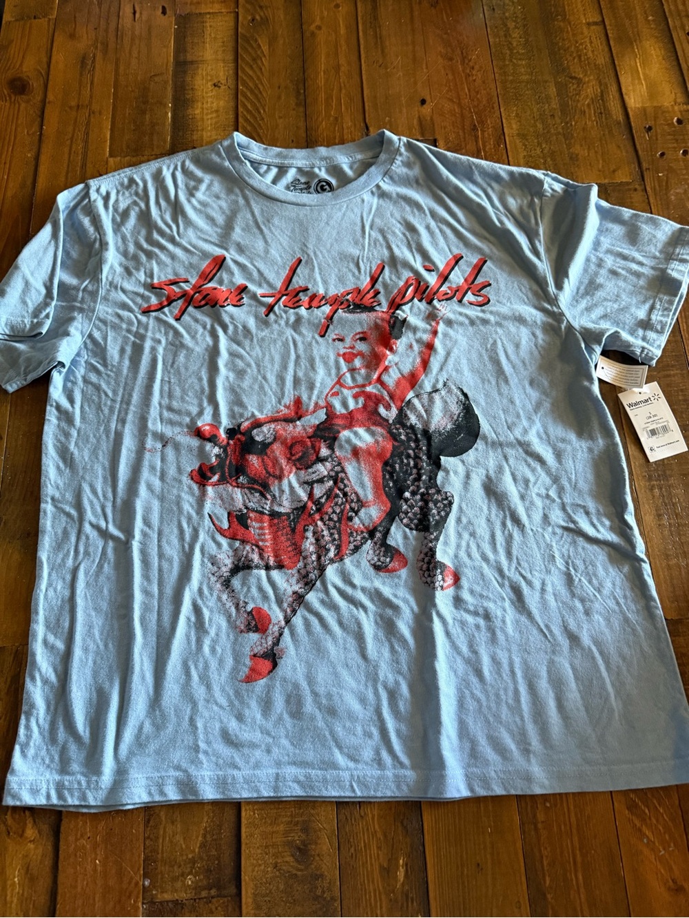 Oversized Distressed STONE TEMPLE PILOTS SOFT t-shirt NWOT S Blue
